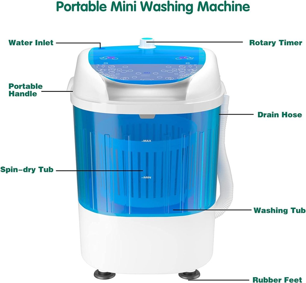 ARLIME Portable Washing Machine, Mini Washer and Dryer Combo w/ 5.5lbs Washing Capacity, Spin Cycle Basket