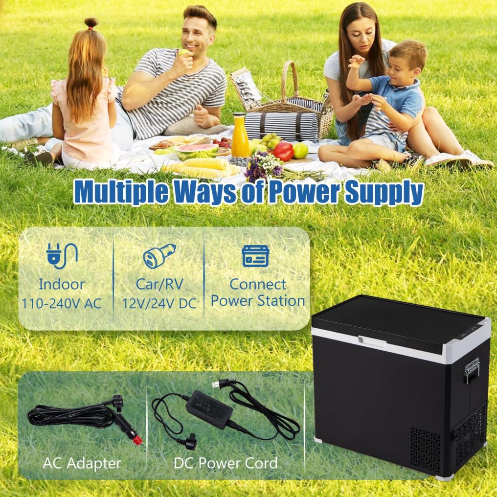 ARLIME 12 Volt Car Refrigerator, 53QT (50L) Dual Zone Portable Car Fridge