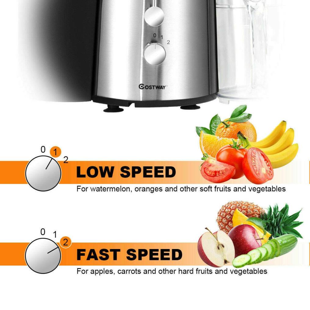 ARLIME Juice Extractor, 75MM Wide Mouth Stainless Steel Juicer Machines, 2-Speed Setting