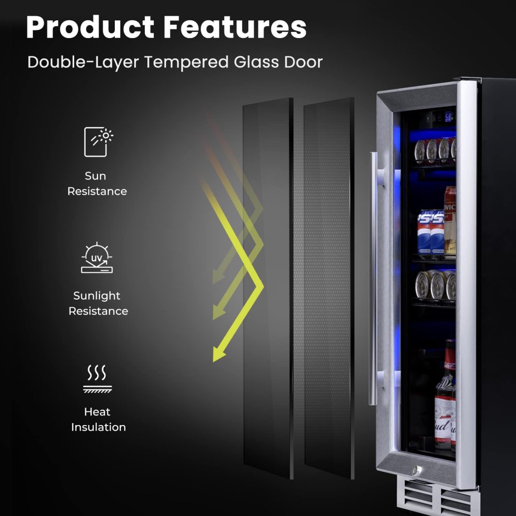 ARLIME 15" Beverage Cooler Refrigerator, 100 Can Built-in or Free Standing Beverage Fridge