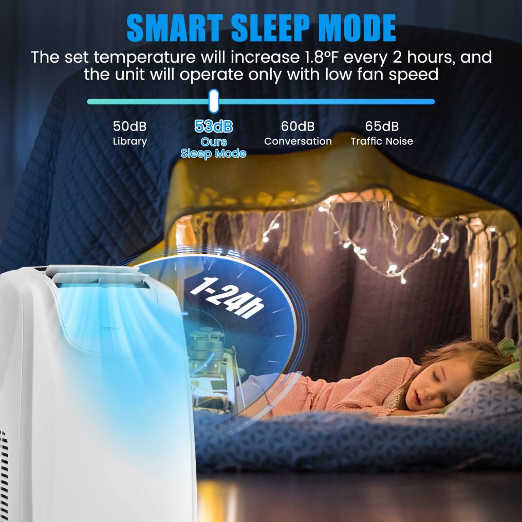 ARLIME 11,500 BTU Portable Air Conditioner with Remote Control, Dehumidifier, Fan, Sleep Mode, 24H Timer & Window Installation Kit