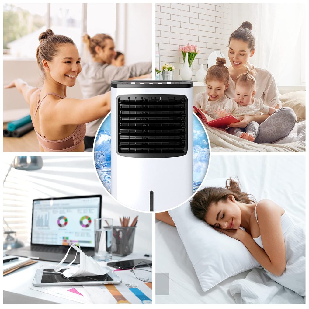 ARLIME Portable AC Cooling Fan, 3-IN-1 Portable Evaporative Air Cooler & Humidifier, Windowless AC Fan with 3-Mode