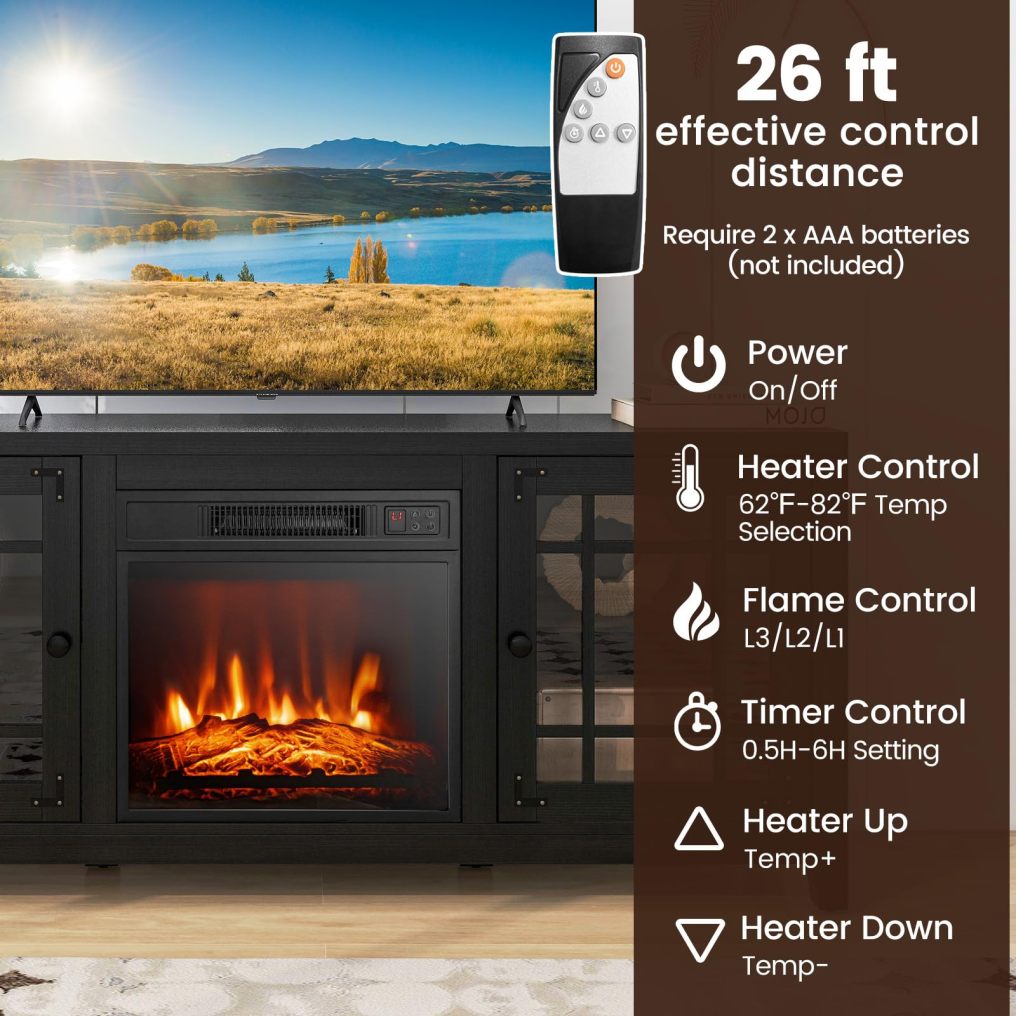 ARLIME Electric Fireplace TV Stand for TVs up to 65-inch, 18-inch Fireplace Entertainment Center with Remote Control