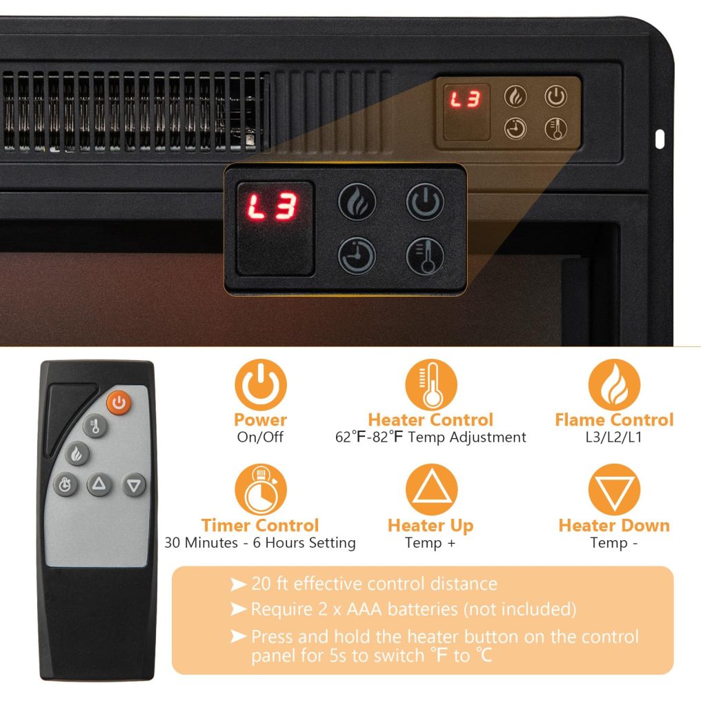 ARLIME Fireplace TV Stand for TVs Up to 65 Inch, 23 Inches Electric Fireplace with Remote Control