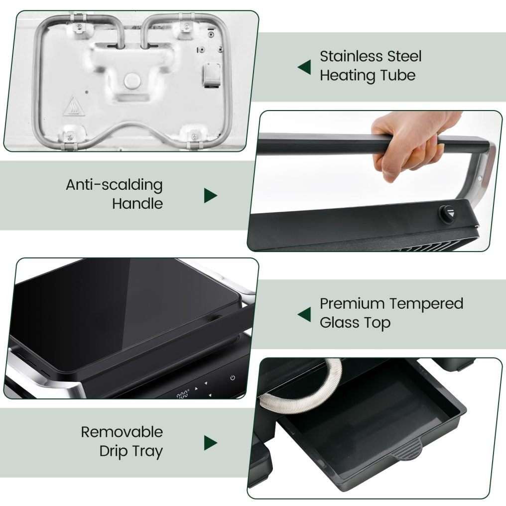 ARLIME Panini Press Sandwich Maker, 3-in-1 Electric Indoor Grill, 2 Removable & Dishwasher Safe Non-Stick Plates, Drip Tray, 5 Auto Modes