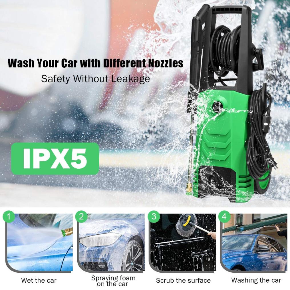ARLIME 3500PSI Electric Pressure Washer, 2.6GPM 1800W Portable High Power Washer Machine w/4 Nozzles for Car Fence Patio Garden Cleaning
