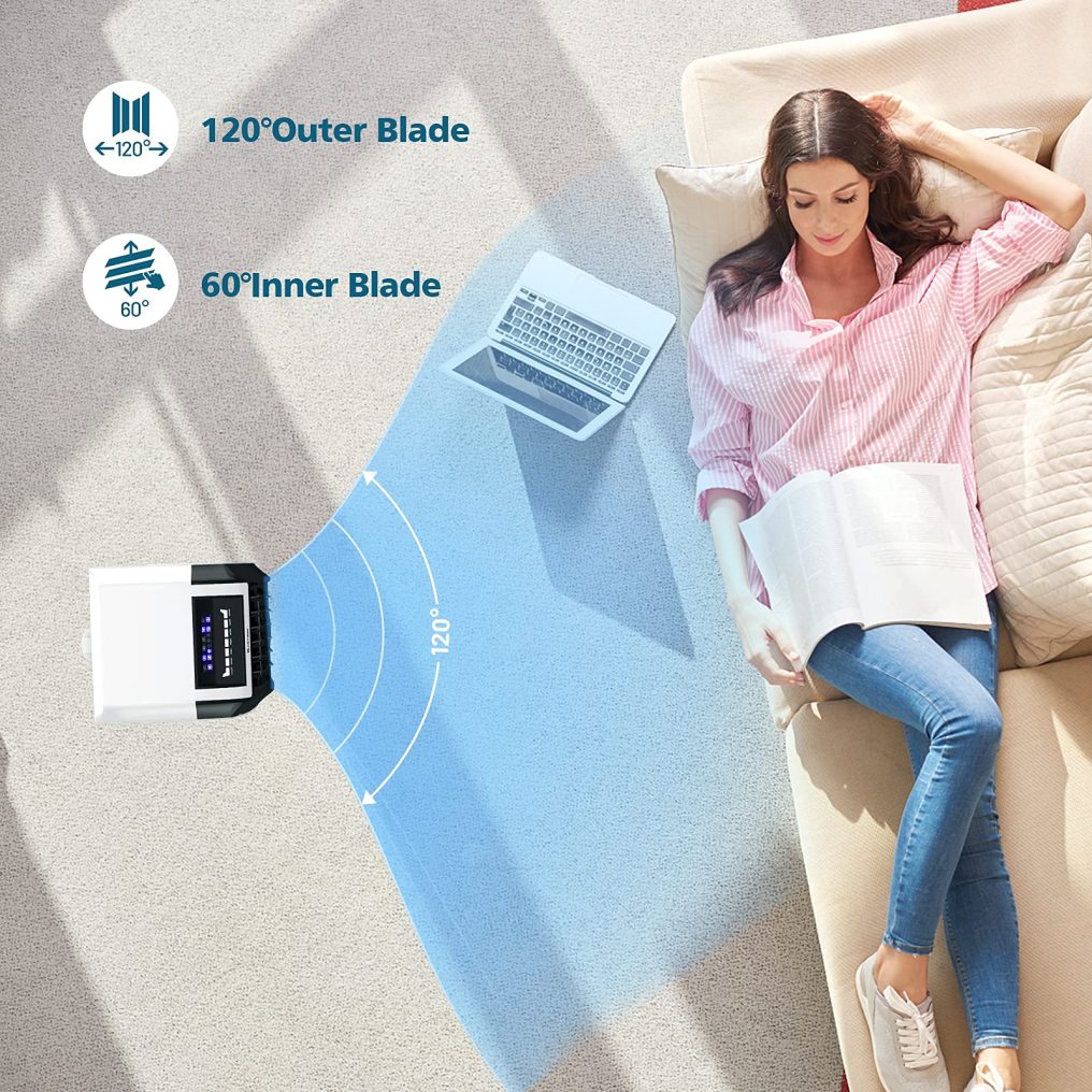ARLIME Evaporative Air Cooler with Remote Control, 3 Modes & Speeds, 7.5H Timer
