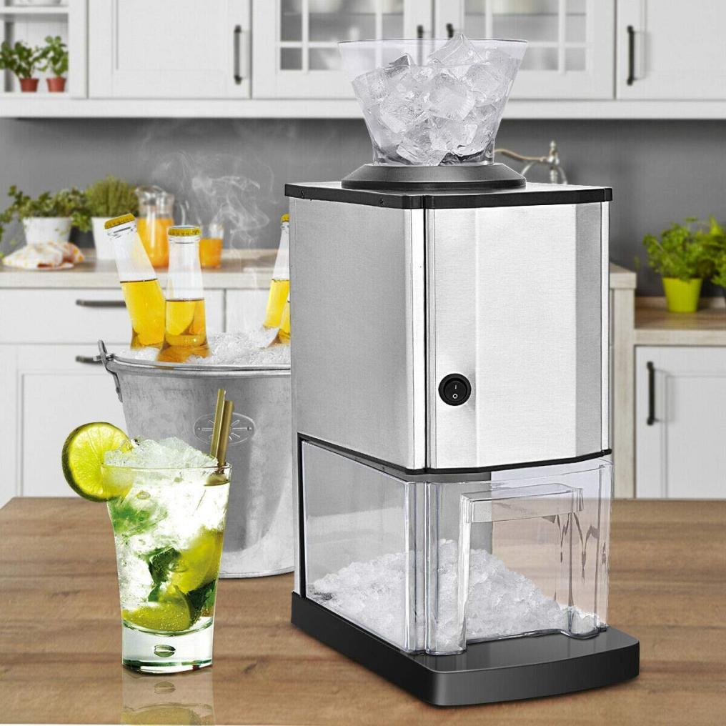 ARLIME Electric Ice Crusher, Stainless Steel Ice Shaved Machine w/Large Ice Container, Suction Cups, Quick Heat Dissipation, for Party, Gathering, Home