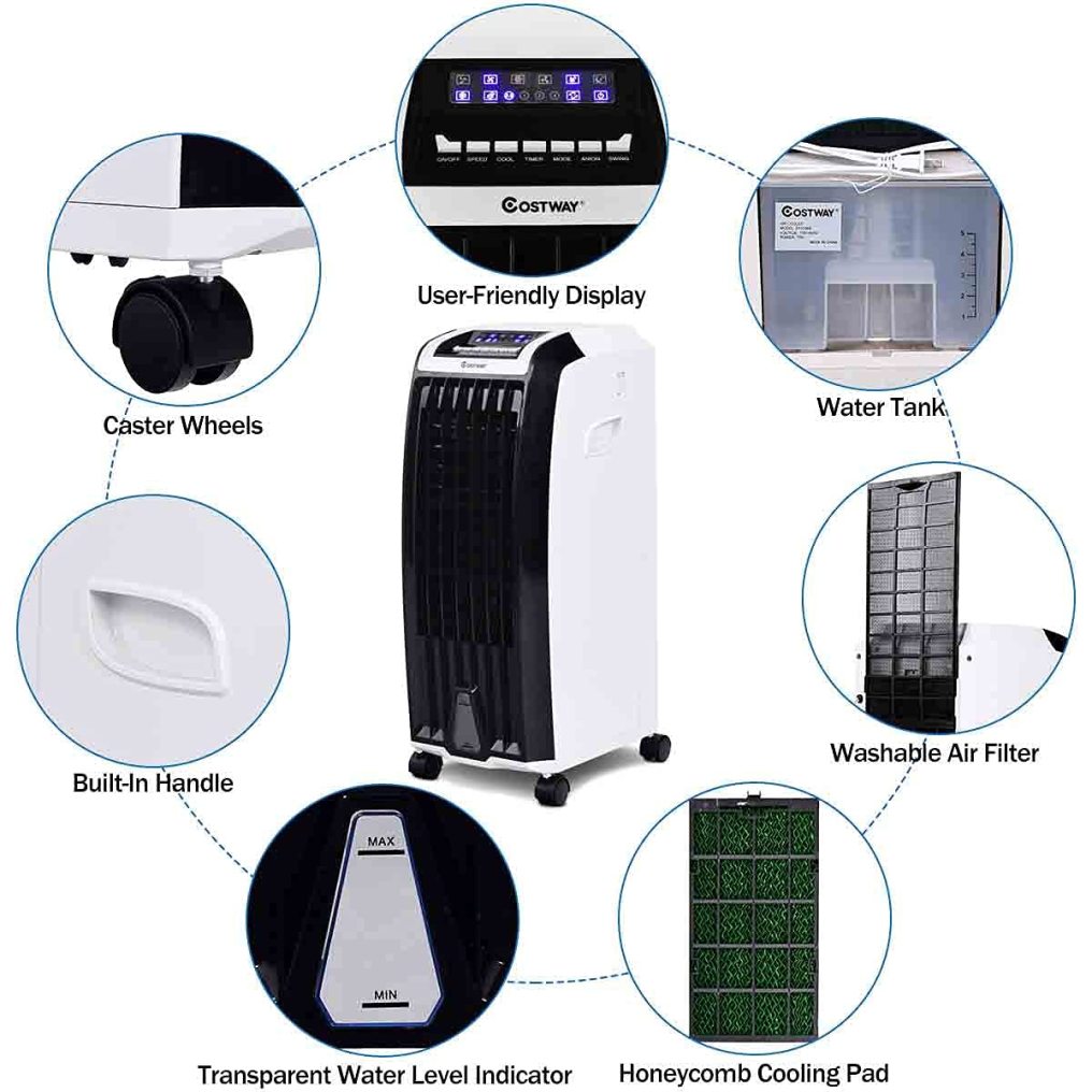 ARLIME Evaporative Air Cooler with Remote Control, 3 Modes & Speeds, 7.5H Timer