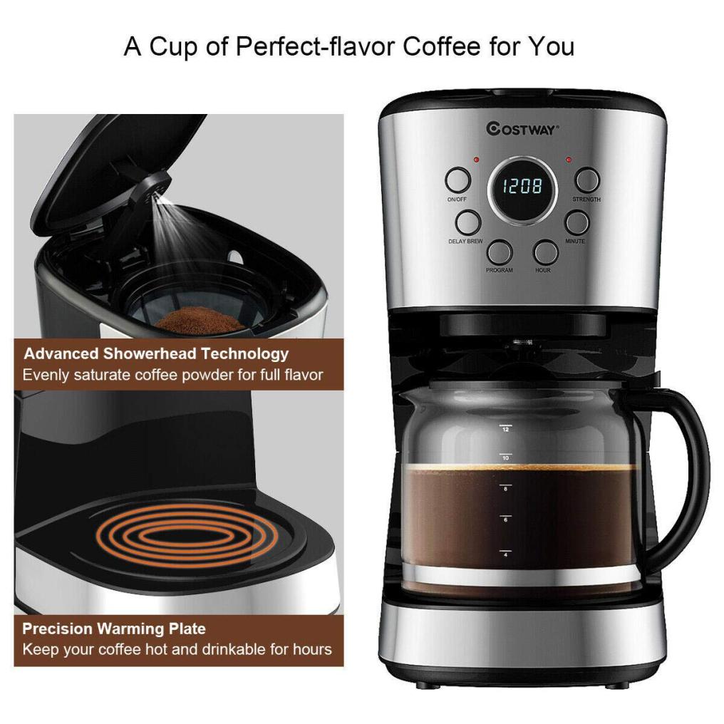 ARLIME 12-Cup Programmable Coffee Maker, 900W Drip Coffee Maker Pot