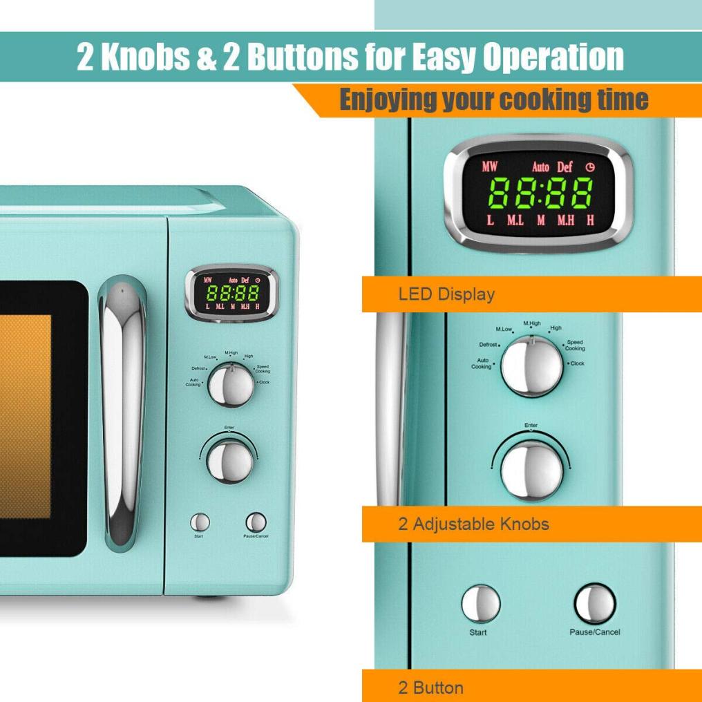 Retro Countertop Microwave Oven, 0.9Cu.ft, 900W Microwave Oven, with 5 Micro Power