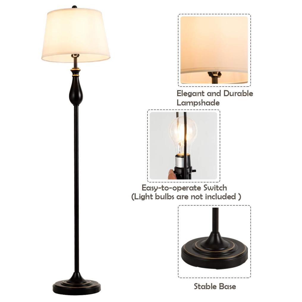 ARLIME 3 Pack Lamp Set, 3-Piece Vintage Metal Base 2 Table Lamps and Floor Lamp Set