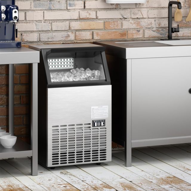 ARLIME Commercial Ice Maker Machine, 110LBS/24H Stainless Steel Under Counter/Freestanding Self Cleaning Ice Machine with 24H Timer