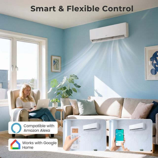 Arlime 27k Dual 2 Zone Mini Split Air Conditioner | 24 SEER2 208/230V Inverter AC w/Heat Pump & Pre-Charged Condenser