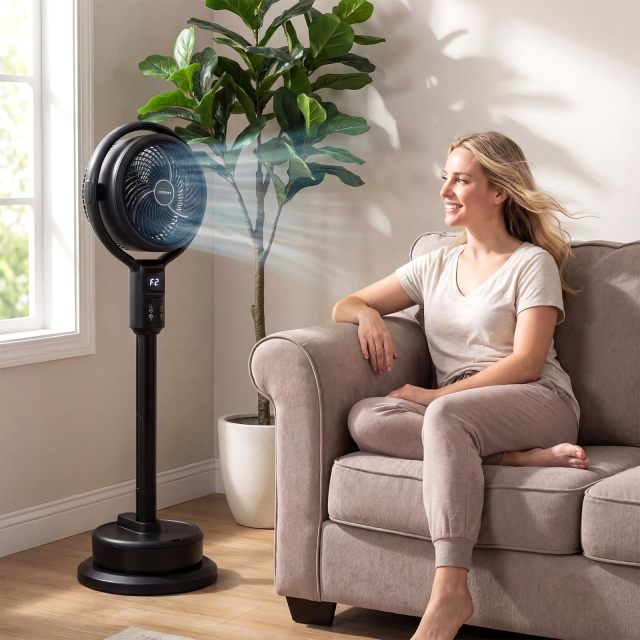 Arlime Misting Pedestal Fan Air Circulator 90° Auto Oscillation 26"-39" Adjustable Height
