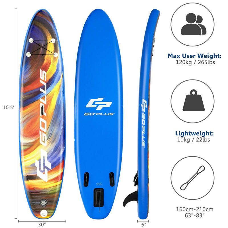 10.5' Inflatable Stand Up Paddle Board with Backpack Aluminum Paddle Pump