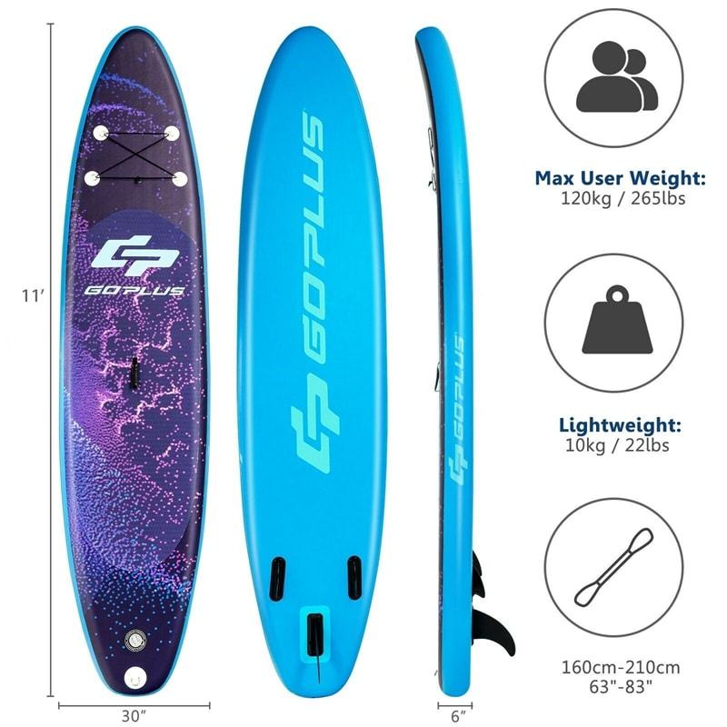 10.5' Inflatable Stand Up Paddle Board with Backpack Aluminum Paddle Pump - Purple