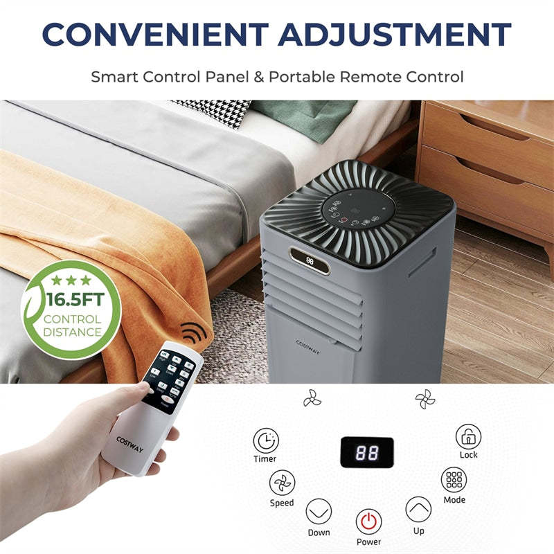 10000 BTU 4-in-1 Portable Air Conditioner with Dehumidifier, Remote, 24H Timer, Window Kit, Cools 350 Sq.Ft for Living Room, Bedroom, Office