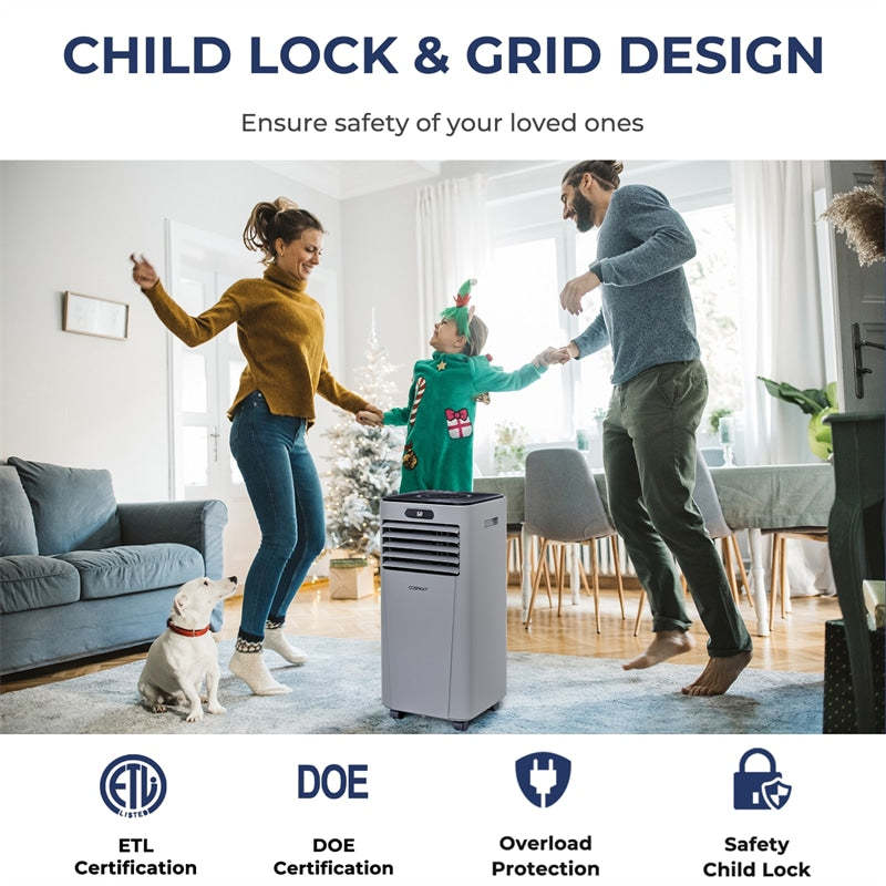 10000 BTU 4-in-1 Portable Air Conditioner with Dehumidifier, Remote, 24H Timer, Window Kit, Cools 350 Sq.Ft for Living Room, Bedroom, Office