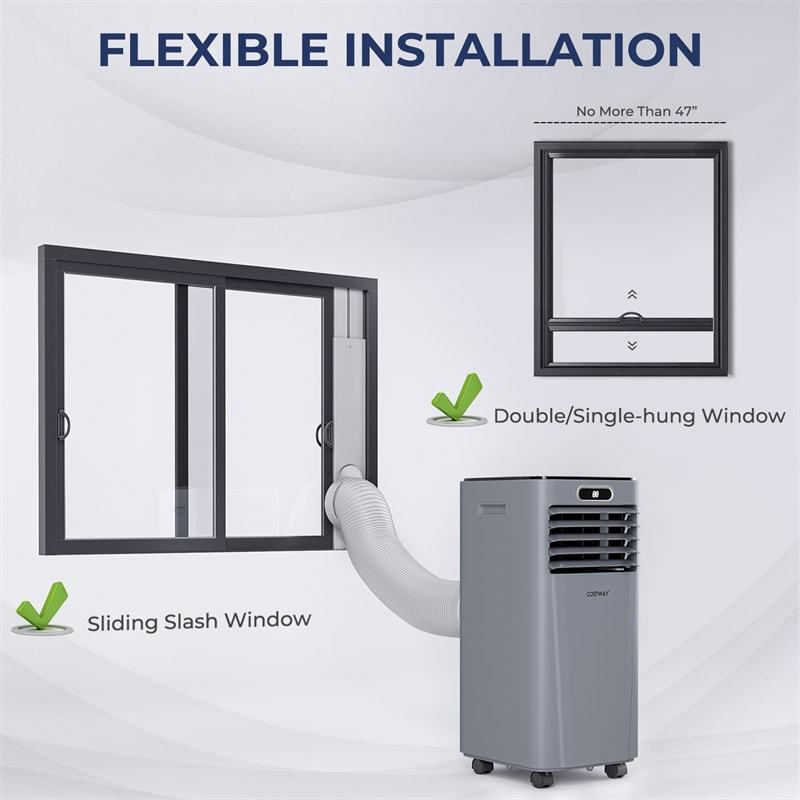 10000 BTU 4-in-1 Portable Air Conditioner with Dehumidifier, Remote, 24H Timer, Window Kit, Cools 350 Sq.Ft for Living Room, Bedroom, Office