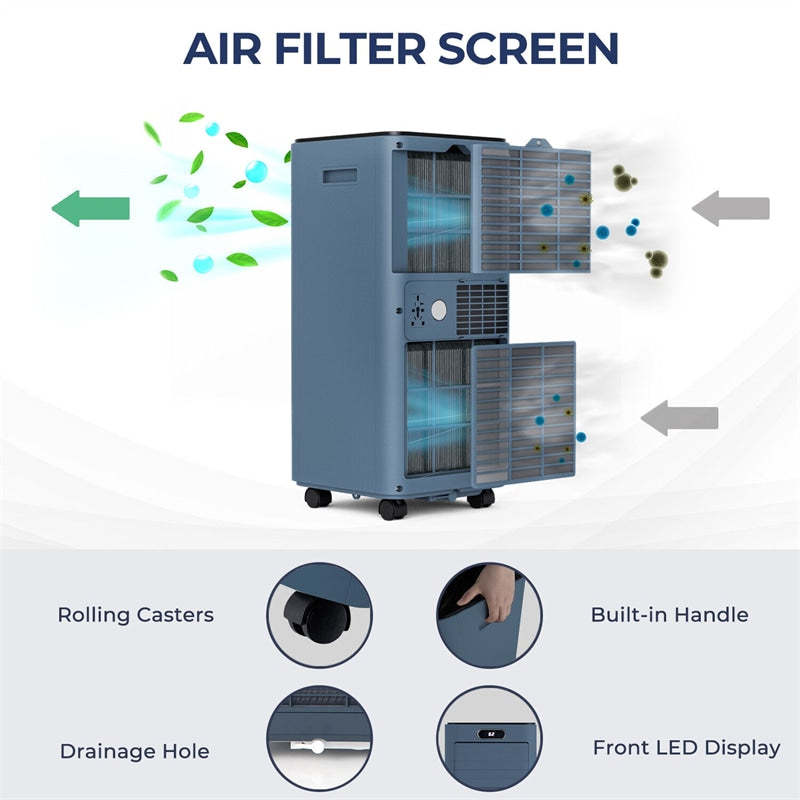 10000 BTU 4-in-1 Portable Air Conditioner with Dehumidifier, Remote, 24H Timer, Window Kit, Cools 350 Sq.Ft for Living Room, Bedroom, Office