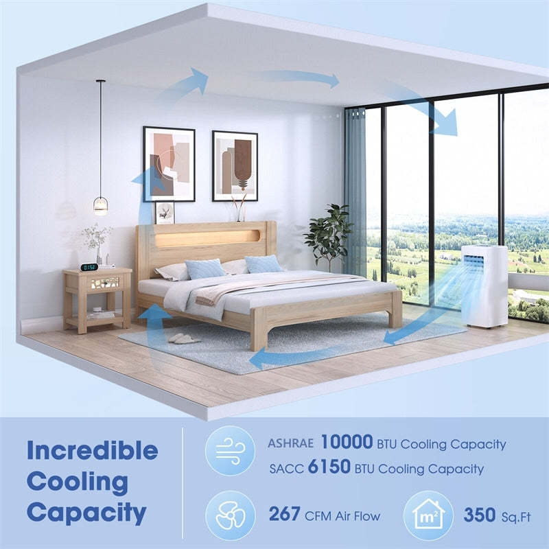 10000 BTU 3-in-1 Portable Air Conditioner with Cooling Fan Dehumidifier Function & Remote Control