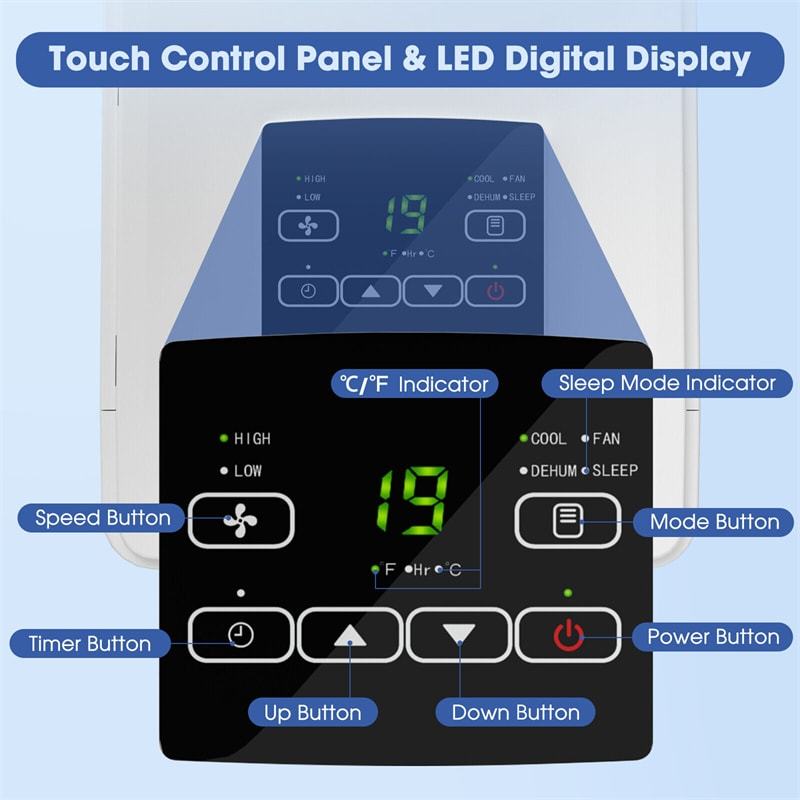 10000 BTU 3-in-1 Portable Air Conditioner with Cooling Fan Dehumidifier Function & Remote Control