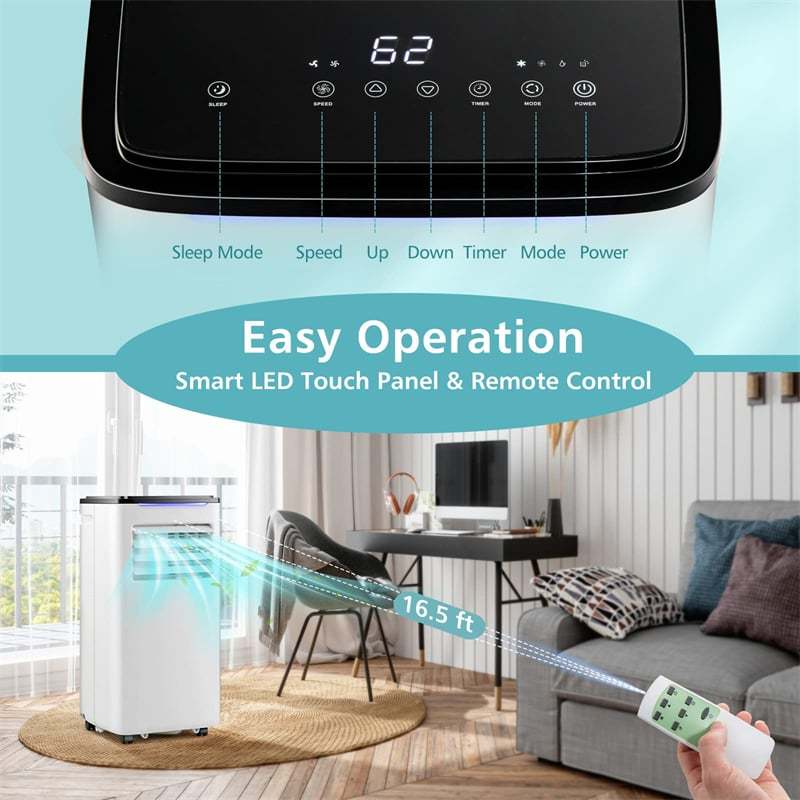 10000 BTU Portable Air Conditioner, 3-in-1 Quiet AC Unit with Fan, Dry, Sleep Mode, Remote, Window Kit, Cools 350 Sq.Ft for Bedroom, Office, Apartment