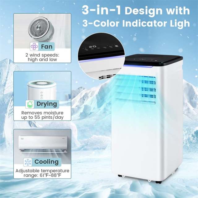 10000 BTU Portable Air Conditioner, 3-in-1 Quiet AC Unit with Fan, Dry, Sleep Mode, Remote, Window Kit, Cools 350 Sq.Ft for Bedroom, Office, Apartment