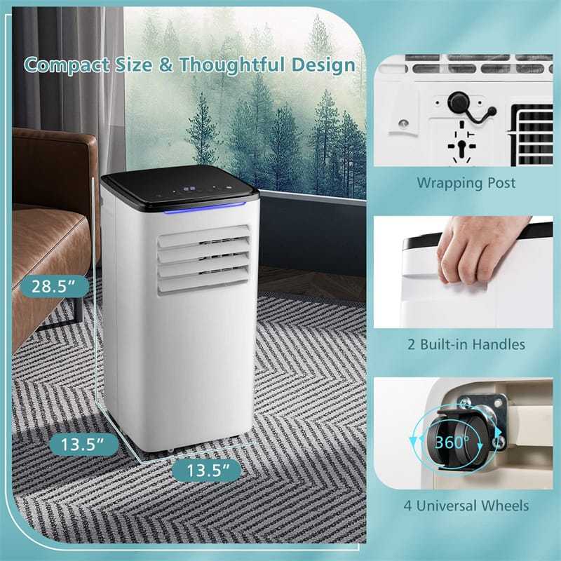 10000 BTU Portable Air Conditioner, 3-in-1 Quiet AC Unit with Fan, Dry, Sleep Mode, Remote, Window Kit, Cools 350 Sq.Ft for Bedroom, Office, Apartment