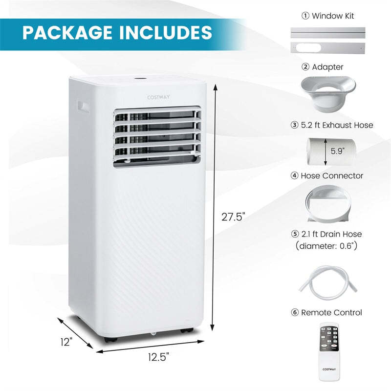 10000 BTU Portable Air Conditioner 4-in-1 AC Unit Cooling Fan Dehumidifier with Sleep Mode Remote Control & Window Kit Child Lock