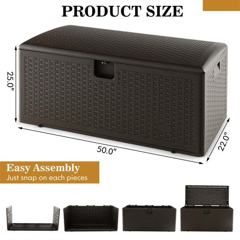 100 Gallon Deck Box All Weather Outdoor Storage Box Patio Container with Lockable Lid for Yard Garden