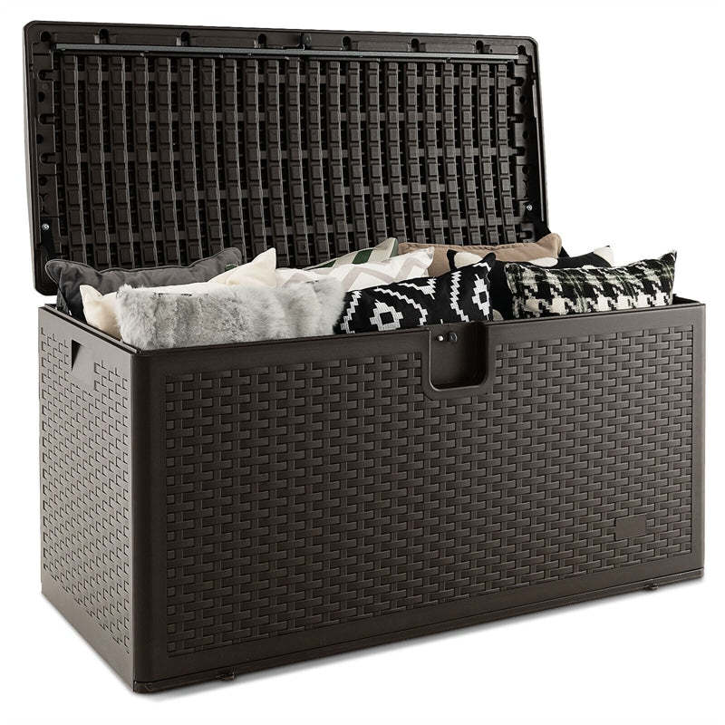 100 Gallon Deck Box All Weather Outdoor Storage Box Patio Container with Lockable Lid for Yard Garden