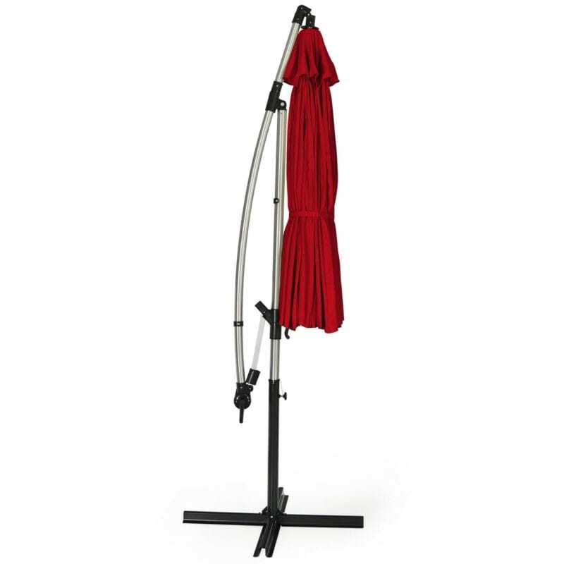 10 Ft Offset Hanging Patio Umbrella, Outdoor Cantilever Umbrella with Crank & Cross Base for Backyard, Poolside, Lawn, Garden