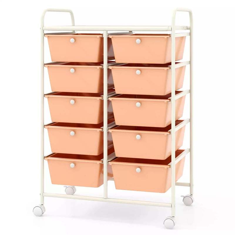 10 Drawer Rolling Cart, Storage Cart Organizer with Wheels, Mobile Utility Cart for Classroom, Office, Home, Craft, Art, Paper, Salon