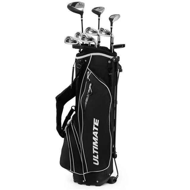 10 Pieces Men's Golf Club Set Right Hand, Complete Golf Club Package Set with 460cc #1 Driver, #3 Fairway Wood, Hybrid, Irons, Putter & Bag