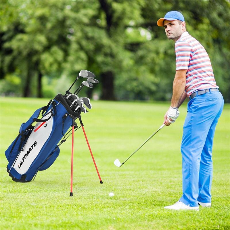 10 Pieces Men's Golf Club Set Right Hand, Complete Golf Club Package Set with 460cc #1 Driver, #3 Fairway Wood, Hybrid, Irons, Putter & Bag