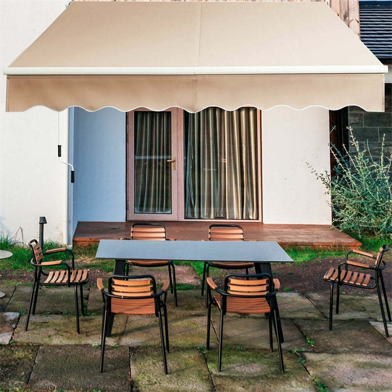 10x8.2FT Retractable Awning, Weatherproof Aluminum Sun Shade with Manual Crank for Patio, Balcony & Restaurant