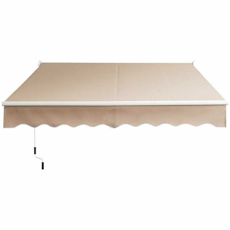 10x8.2FT Retractable Awning, Weatherproof Aluminum Sun Shade with Manual Crank for Patio, Balcony & Restaurant
