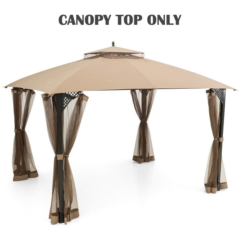10' x 12' Patio Gazebo Replacement Top, Outdoor 2-Tier Canopy Top Cover CPAI-84 with Air Vent & Drainage Holes for Garden, Backyard