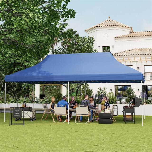 10 x 20FT Pop Up Canopy, Instant Setup Outdoor Canopy Tent with 6 Sandbags & Carrying Bag, UPF50+ Sun Protection Tent for Events, Camping