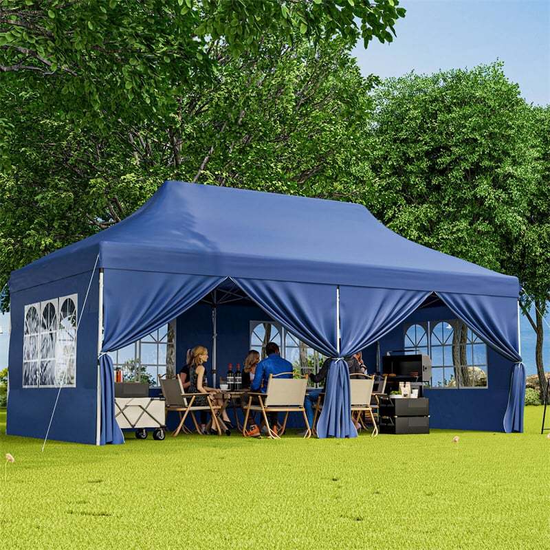 10x20FT Pop Up Canopy with 6 Removable Sidewalls & Carry Bag, UPF50+ Instant Setup Outdoor Canopy Tent for Weddings, Parties, Backyard & Beach