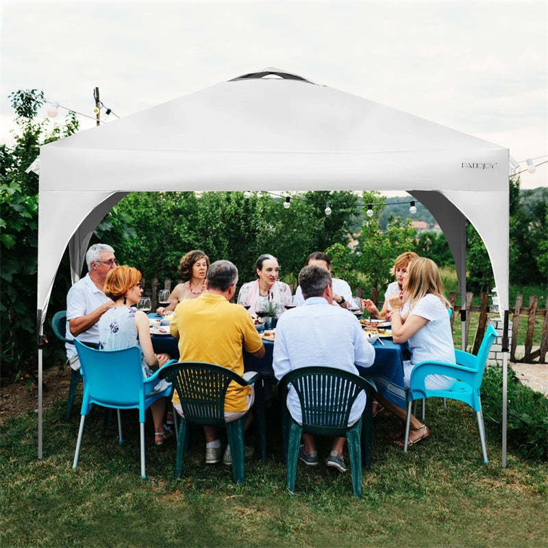 10x10FT Commercial Pop-Up Canopy with Adjustable Height & Roller Bag, Heavy Duty Gazebo Tent Instant Shelter for Camping, Parties, Backyard