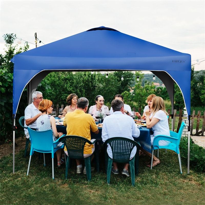 10x10FT Commercial Pop-Up Canopy with Adjustable Height & Roller Bag, Heavy Duty Gazebo Tent Instant Shelter for Camping, Parties, Backyard