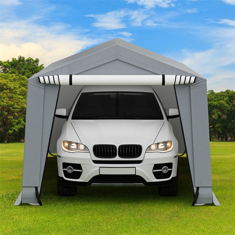 10'x16' Heavy-Duty Carport Canopy, Portable Garage with Galvanized Steel Frame & 2 Removable Doors, All-Weather Car Shelter Tent for Cars/Trucks/Boats