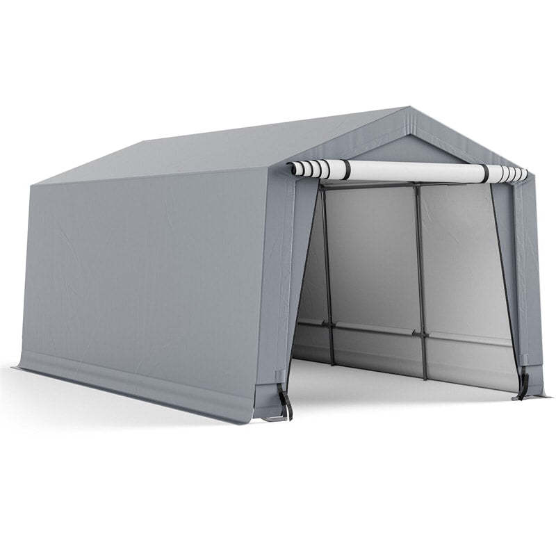 10'x16' Heavy-Duty Carport Canopy, Portable Garage with Galvanized Steel Frame & 2 Removable Doors, All-Weather Car Shelter Tent for Cars/Trucks/Boats