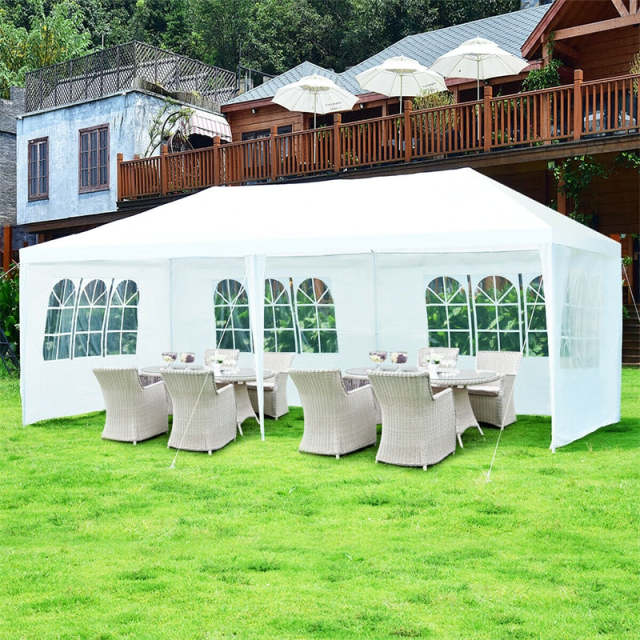 10x20FT Heavy Duty Party Tent with 4 Removable Sidewalls & Carry Bag, Waterproof White Wedding Tent, Outdoor Canopy Tent for Events, Backyard