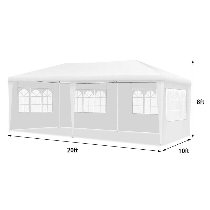 10x20FT Heavy Duty Party Tent with 4 Removable Sidewalls & Carry Bag, Waterproof White Wedding Tent, Outdoor Canopy Tent for Events, Backyard