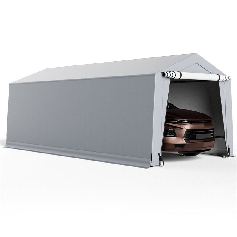 10' x 20' Heavy-Duty Carport Car Canopy Shelter Portable Metal Garage Outdoor Storage Tent with 2 Removable Doors