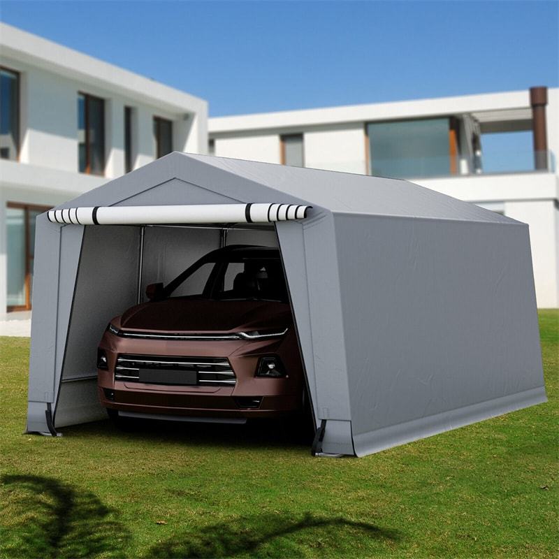 10' x 20' Heavy-Duty Carport Car Canopy Shelter Portable Metal Garage Outdoor Storage Tent with 2 Removable Doors